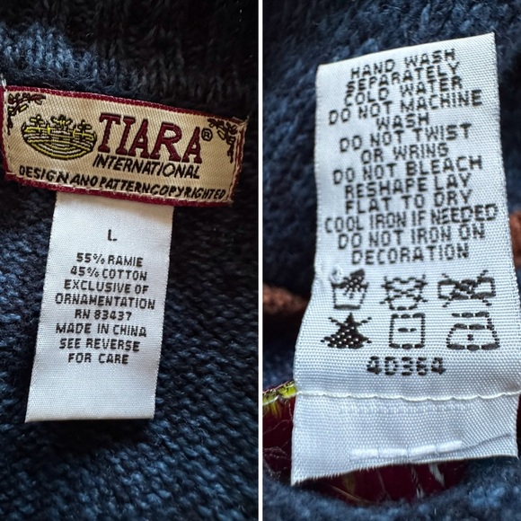 Vintage Tiara International Rooster Sunflower Blue Sleeveless Vest Size Large - Picture 12 of 13